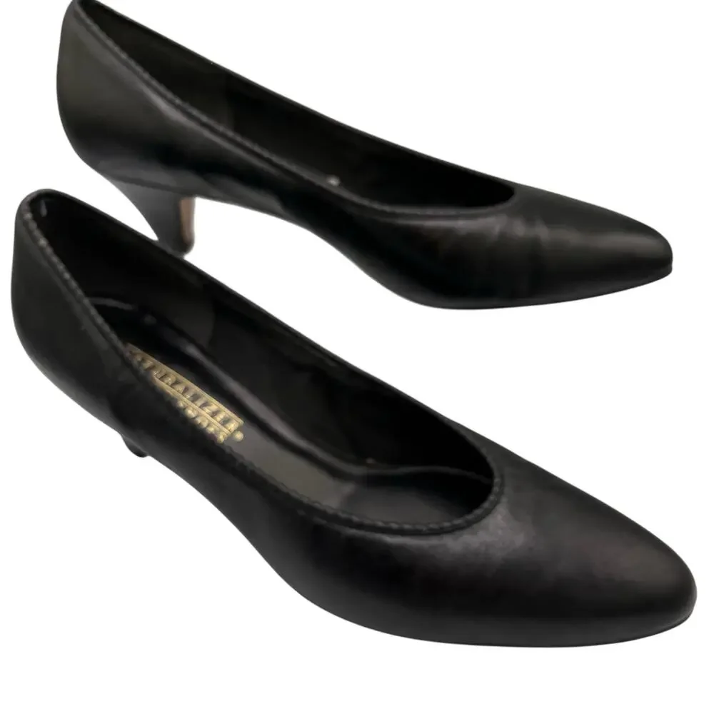 Naturalizer Soft Black Leather Kitten Heel Pumps 10 AAAA Extra Narrow Office